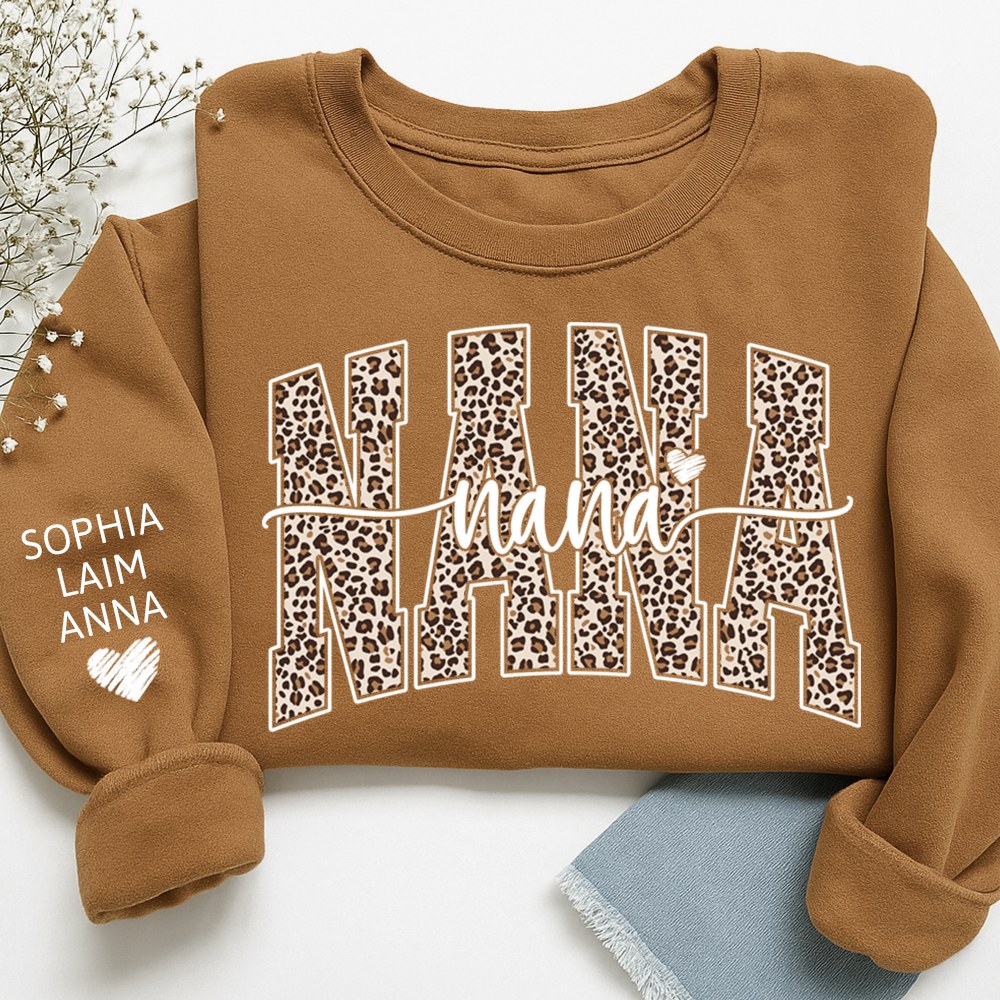Retro Varsity Nana Leopard Print, For Gift Grandma And Kids