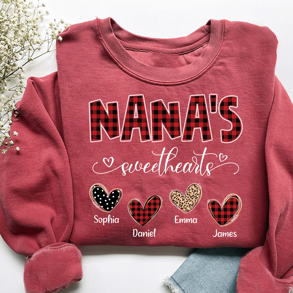 Nana’s Sweethearts Personalized Sweatshirt, Custom Grandma Sweatshirt With Grandchildren Names