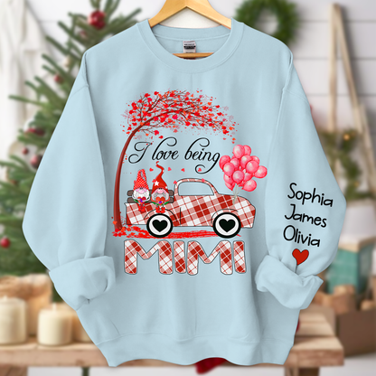 Personalized I Love Being Mimi Winter Truck, Gifts For Grandma Sweatshirt