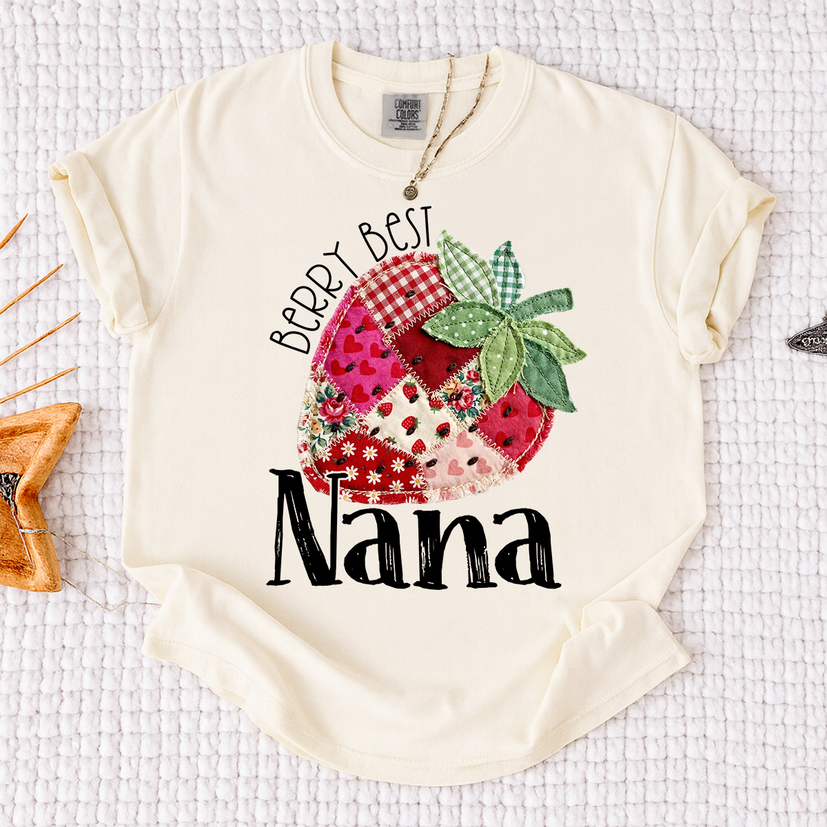 Comfort Colors® Berry Best Nana Shirt, Cute Strawberry Patchwork Design for Grandmother Gift