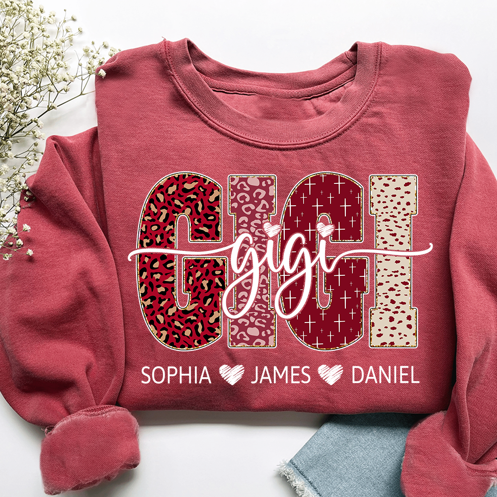 Personalized Gigi Sweatshirt with Kids Names, Valentine Grandma Gift Crewneck