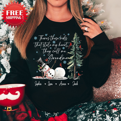 They Call Me Grandma, They Stole My Heart Sweatshirt – Personalized Gift for Grandmother, Cute Holiday Outfit for Christmas