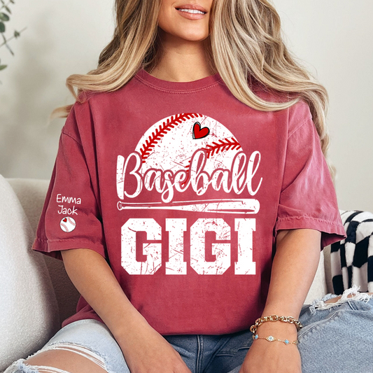 Custom Baseball Gigi T-Shirt, Graphic Tee With Baseball And Heart Design for Gift Grandma And Kids