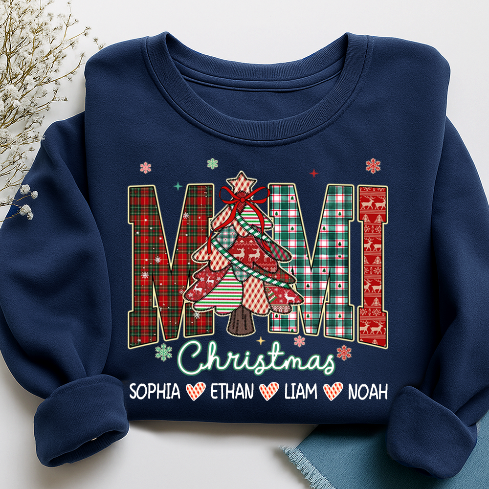 Personalized Mimi Christmas Sweatshirt, Customized Gifts for Grandma and Grandchild