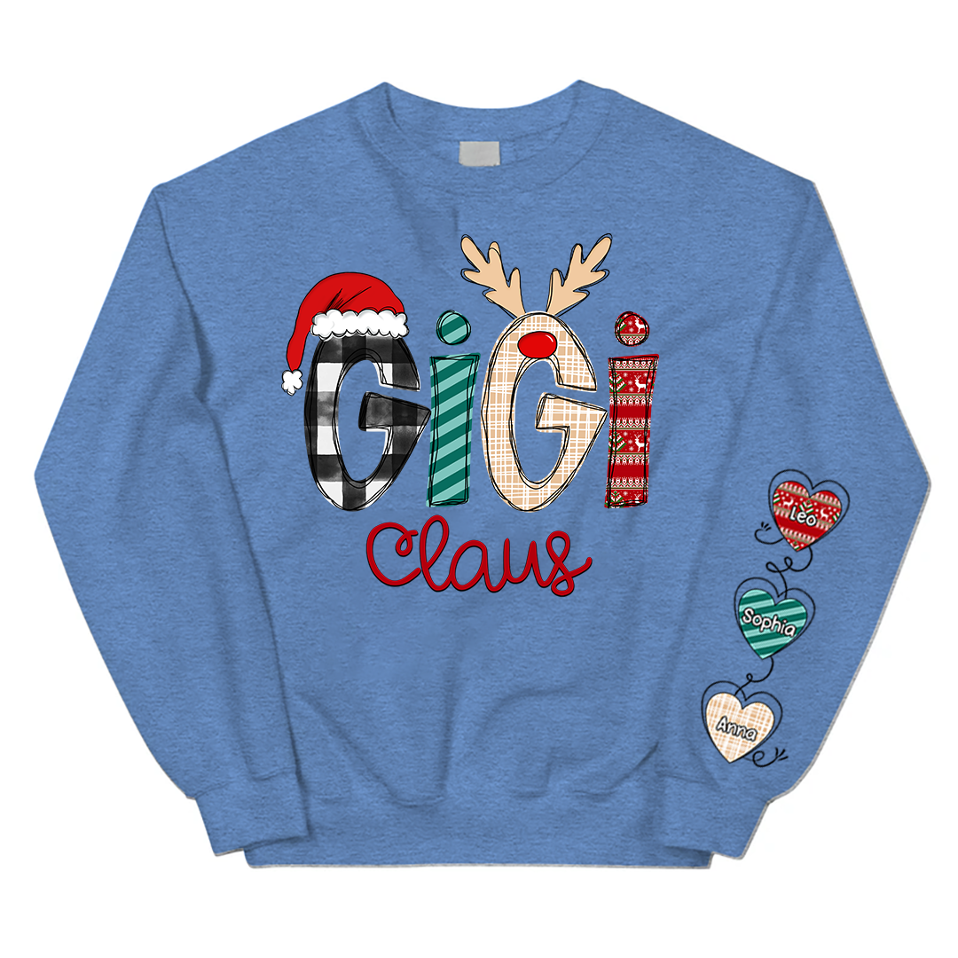 Personalized Gigi Claus With Grandkids Sweatshirt