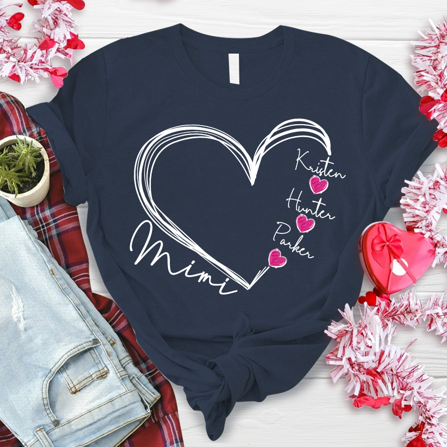 Custom Heart Mimi And Kids Valentine's Day LTP01 Tshirt