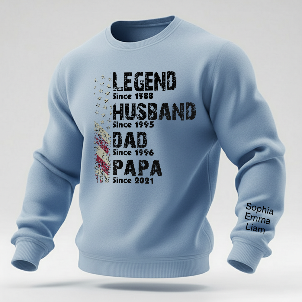Personalized Papa Sweatshirt Legend Husband Dad Papa Since with Custom Years and Names