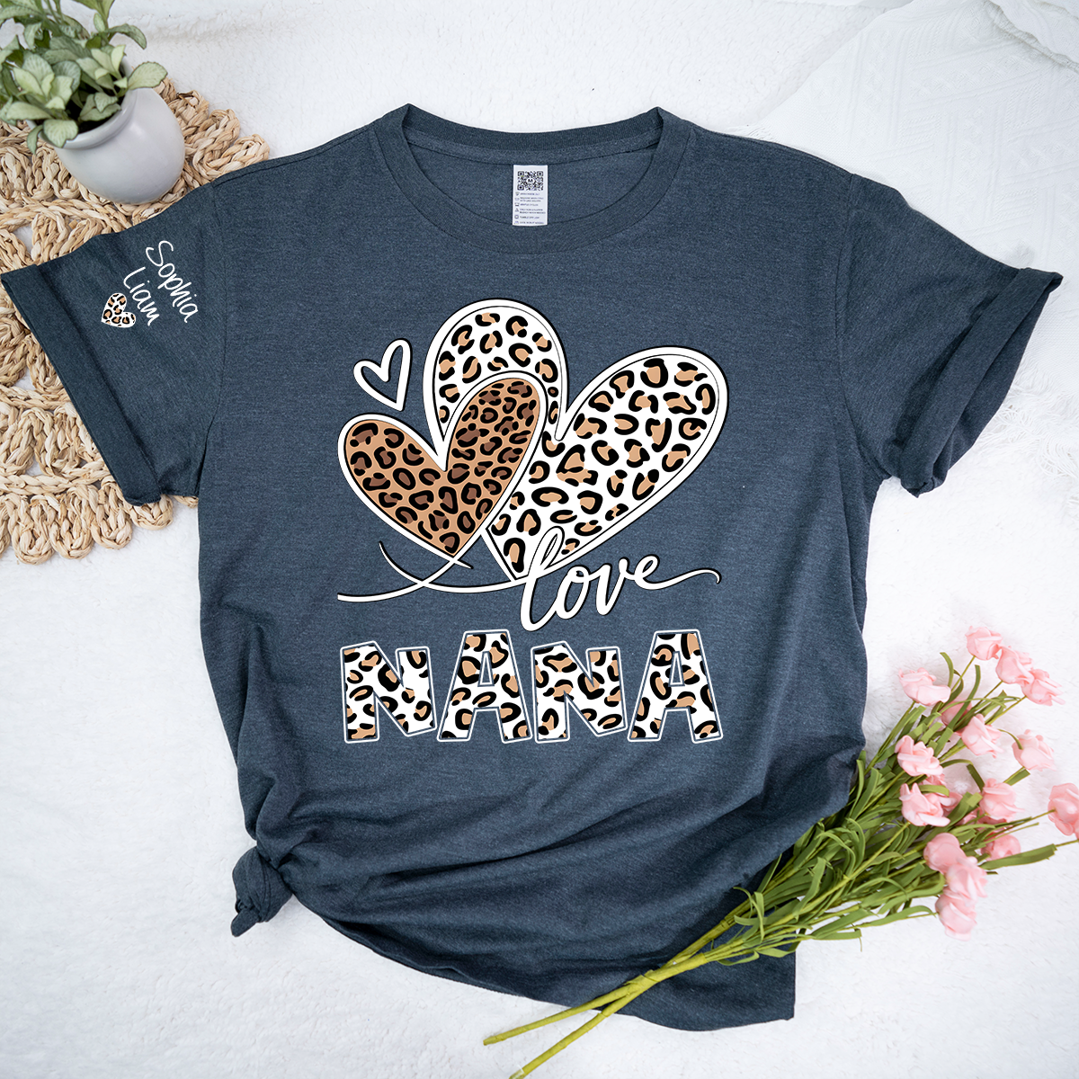 Leopard Love Nana Shirt, Grandma T Shirt with Heart Design, Meaningful Gift for Nana