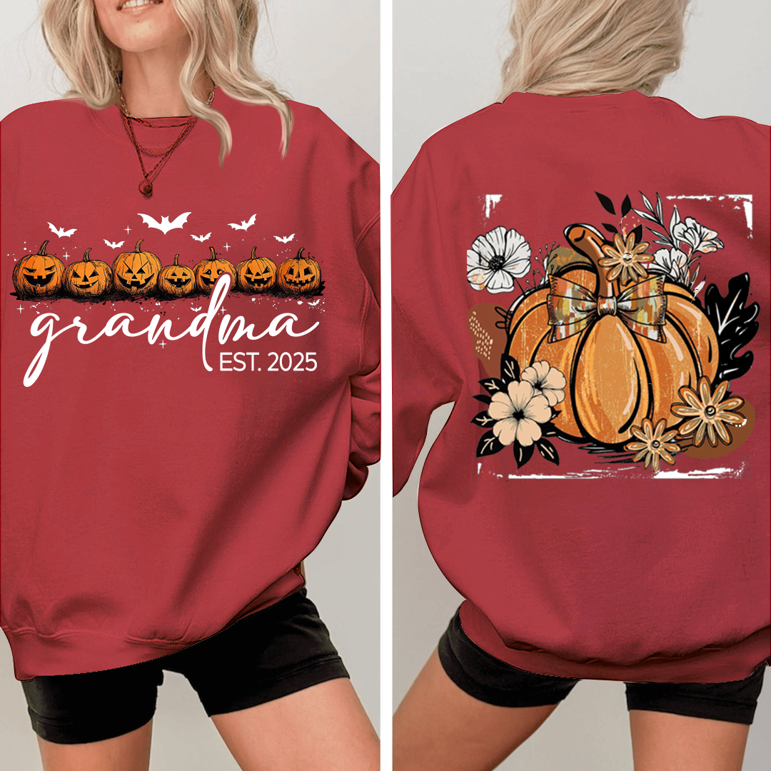 Vintage Autumn with Floral Fall Pumpkin, Custom Nicknames for Grandma and Kids