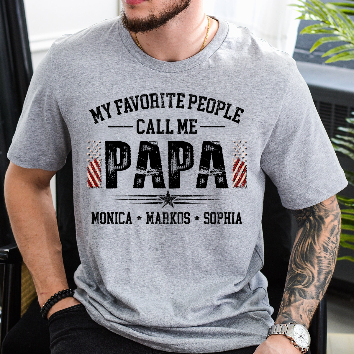 My Favorite People Call Me Papa T Shirt, Custom Papa Shirt with Children Names, Funny Gift for Dad Grandpa, Personalized Family Tee
