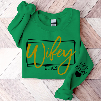 Wifey Hubby Custom Est Couple Sweatshirt, Gift For Fiance, Wedding Gift, Matching Couple Sweatshirt
