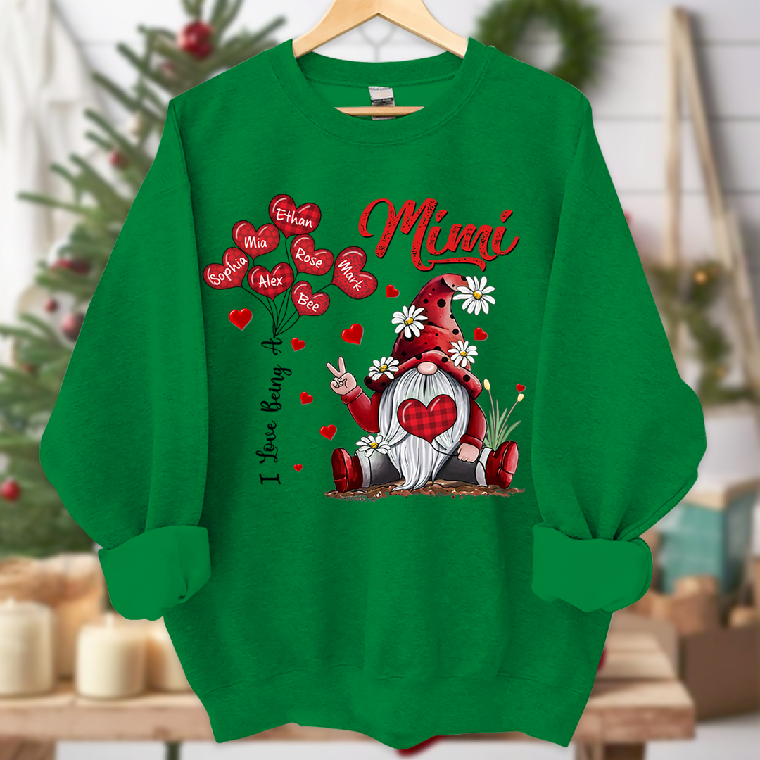 I Love Being A Mimi Gnome Heart With Grandkids Sweatshirt