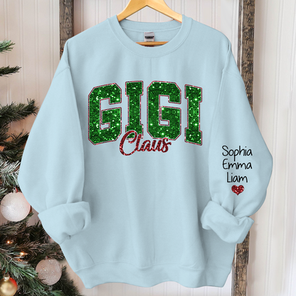 Custom Gigi Claus Green Christmas And Kids Sweatshirt