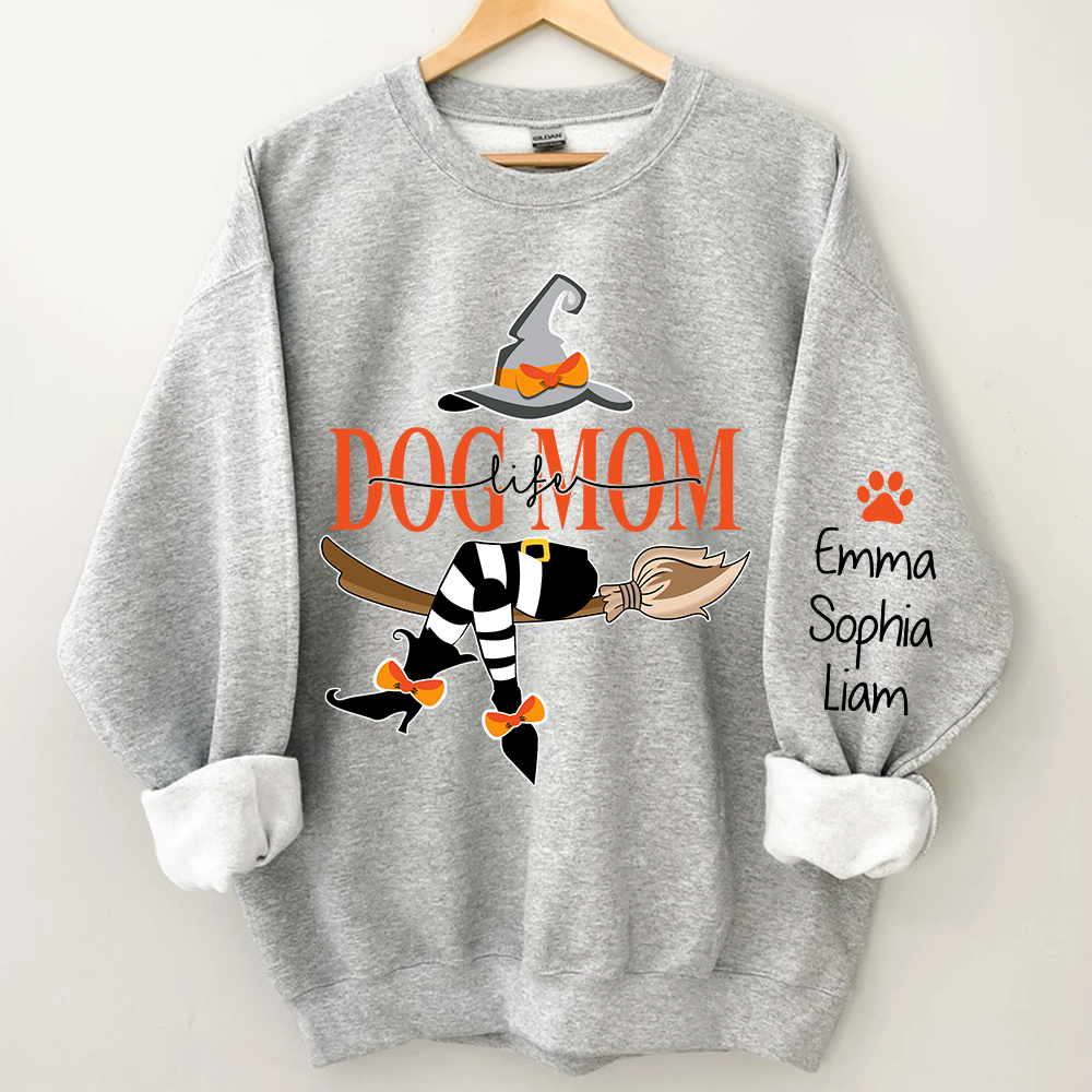 Dog Mom With Halloween Sweatshirt, Custom Mom & Kids Halloween, Gift For Mom TH