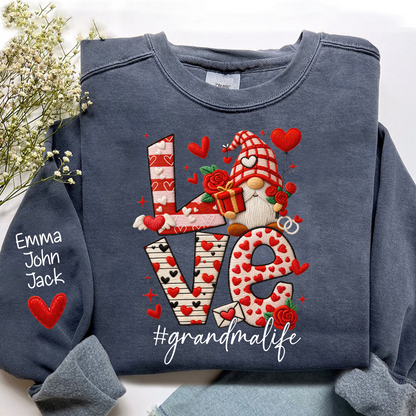 Love Grandma Sweatshirt, Grandmalife Heart Design For Gift Grandma And Kids