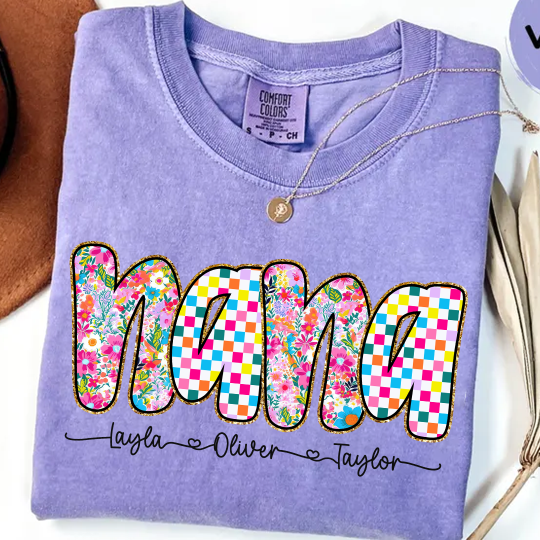Comfort Colors® Nana Art Trend Shirt, Custom Grandma With Grandkids, Gift for Grandma
