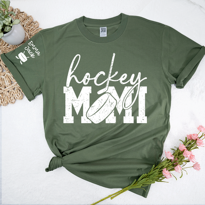 Hockey Mimi Shirt with Custom Names, Hockey Puck and Stick Design Family T Shirt