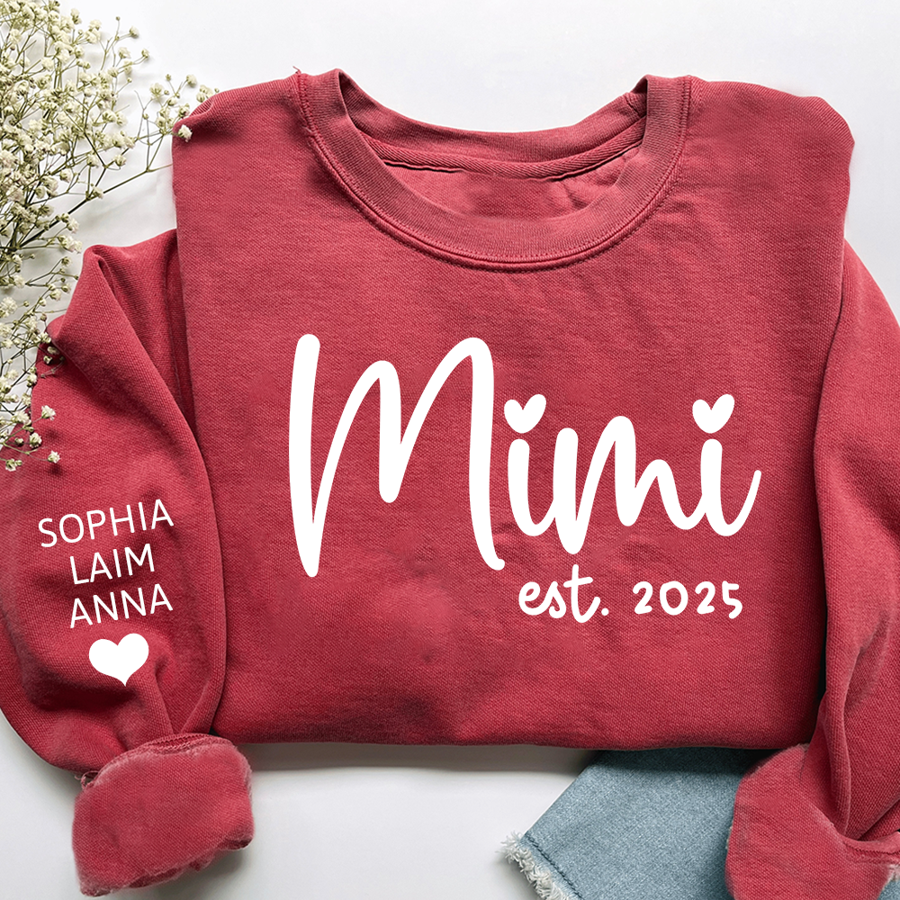 Personalized Mimi Sweatshirt, Custom Est. 2025 Grandma Gift with Kids’ Names