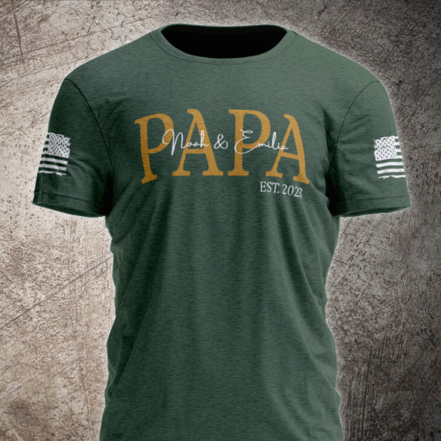 Custom Papa Est With Grandkids Father's Day TH