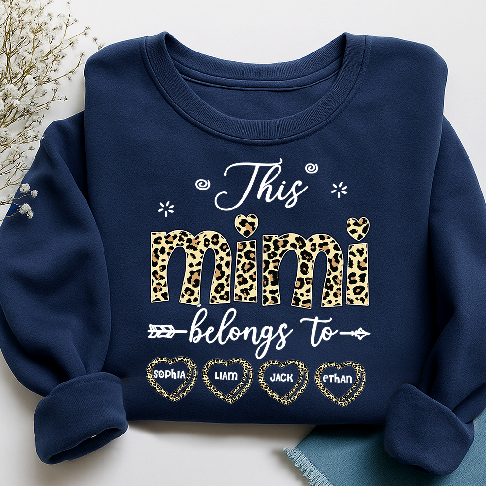 Personalized This Mimi Belongs To Sweatshirt, Custom Leopard Print Names