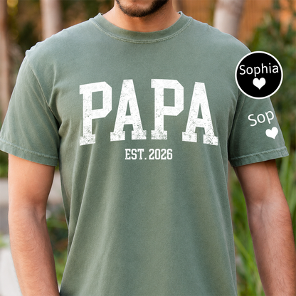 Papa T-Shirt – Personalized Name Custom Gift for Father Birthday Fathers Day