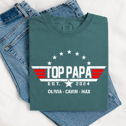 Comfort Colors® Custom Top Papa Est And Grandkids American 2025 T-Shirt