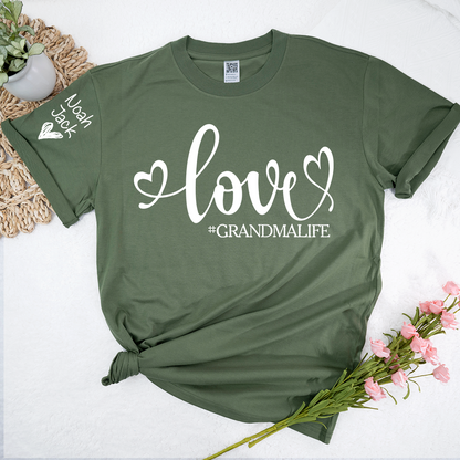 Love Grandma Life T-Shirt, Personalized Grandma Tee with Custom Names