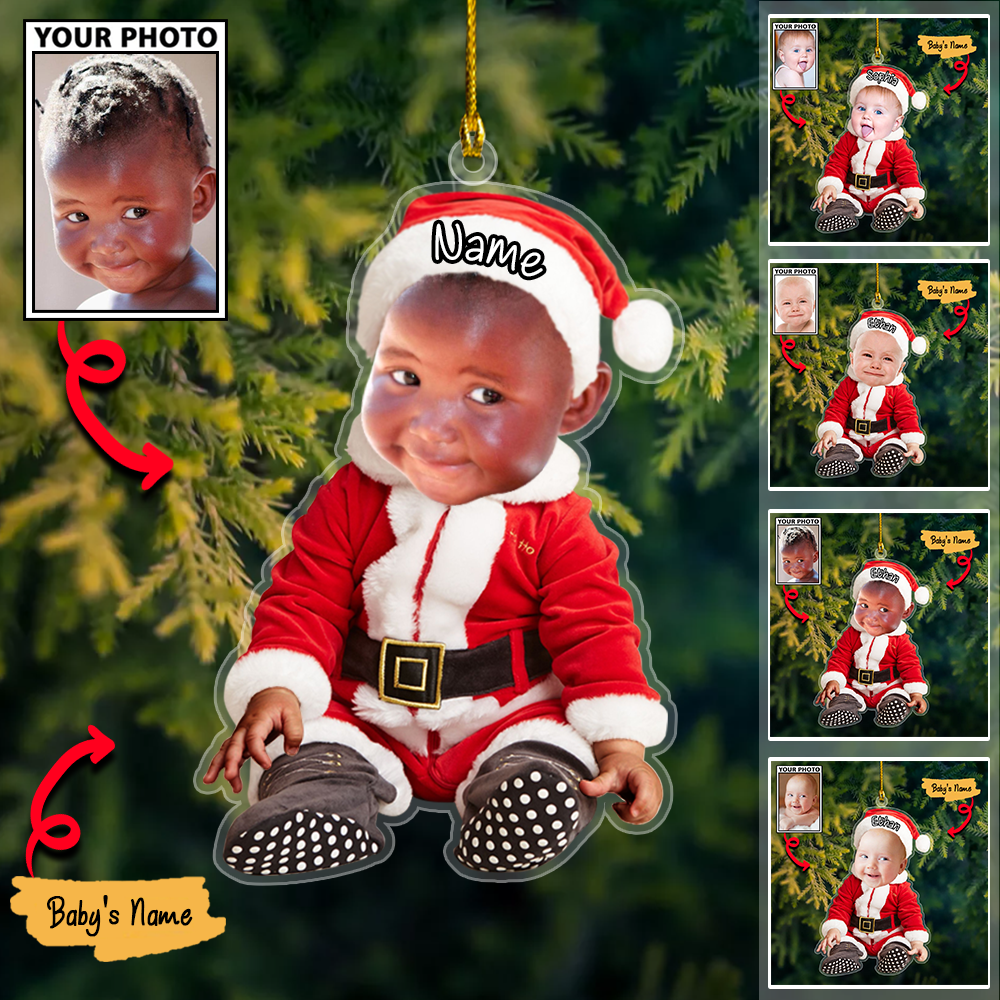 Custom Baby Photo Ornaments with Names, Personalized Christmas Ornaments