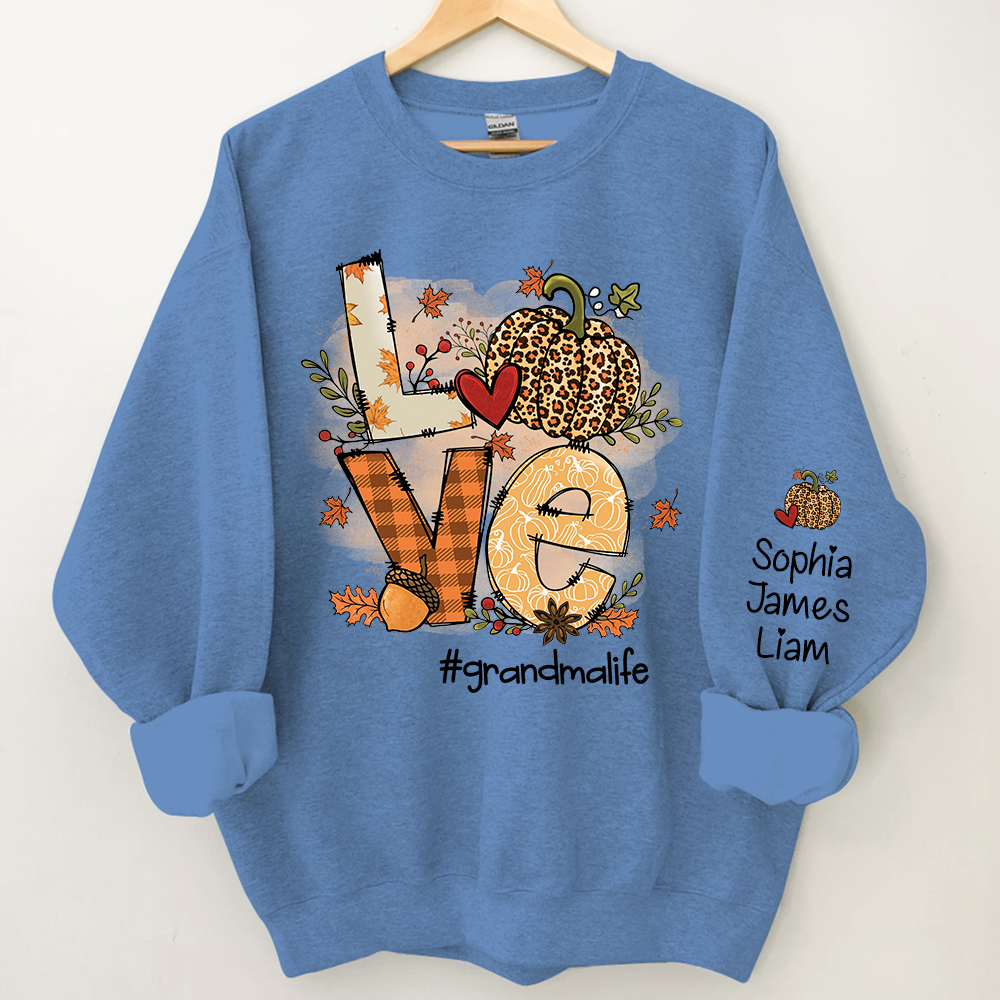 Personalized Grandma Life Fall Autumn, Love Pumpkin Autumn Sweatshirt, Grandma Gift TH