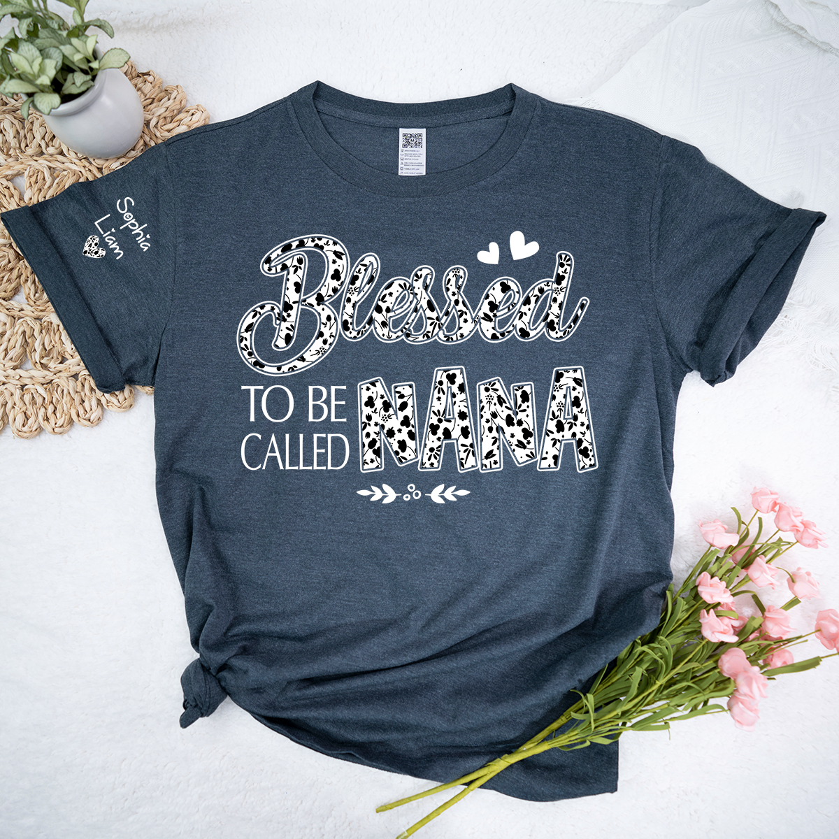 Personalized Blessed to Be Called Nana Shirt, Floral Nana Graphic T-Shirt, Gift for Grandma