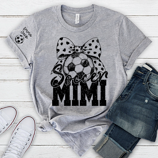 Soccer Mimi Shirt Personalized with Grandkids Names, Soccer Ball Bow Family T Shirt