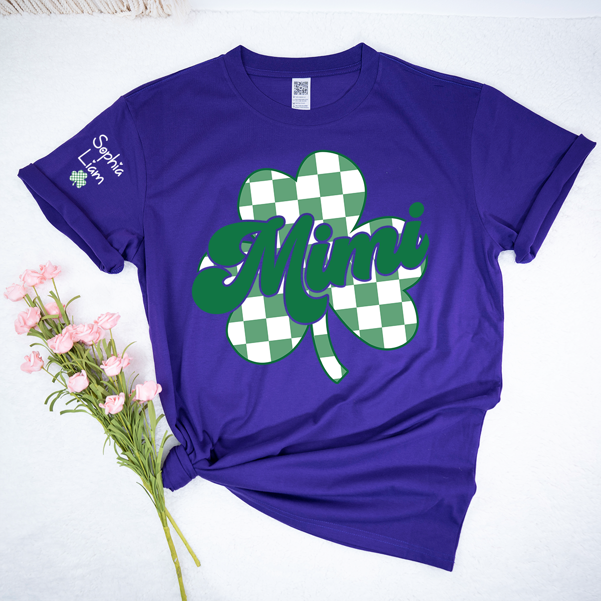Mimi St Patrick’s Day Shirt with Shamrock, Personalized Grandma Clover T Shirt Gift for Family