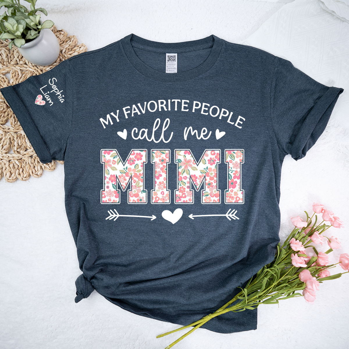 My Favorite People Call Me Mimi Shirt Floral Design, Personalized Grandma T Shirt with Names