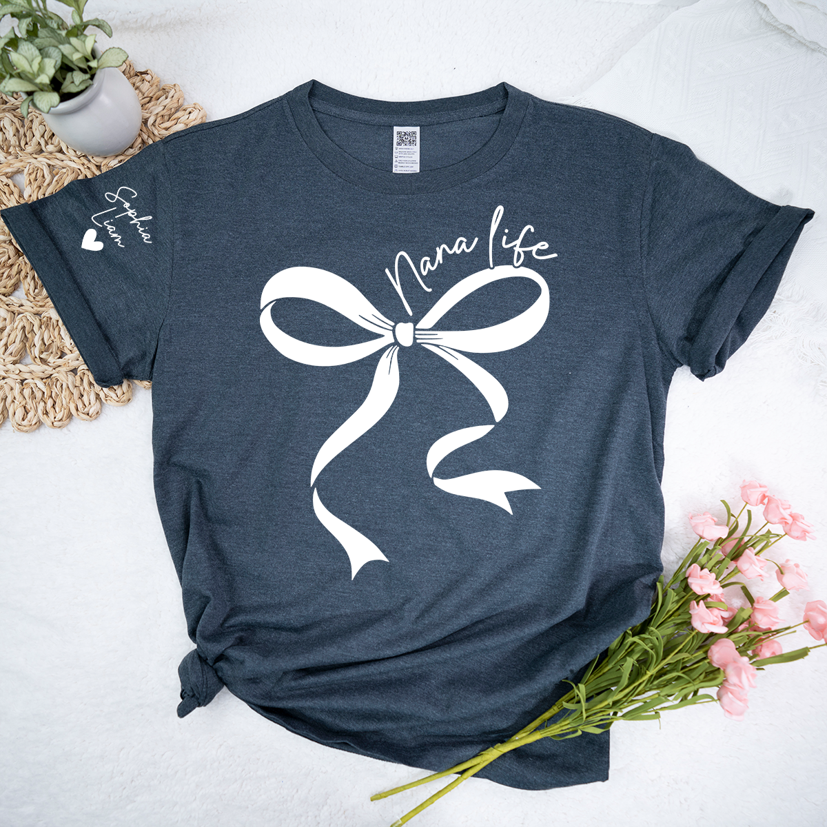Personalized Nana Life Shirt, Custom T-Shirt with Bow Design, Meaningful Family Gift for Nana