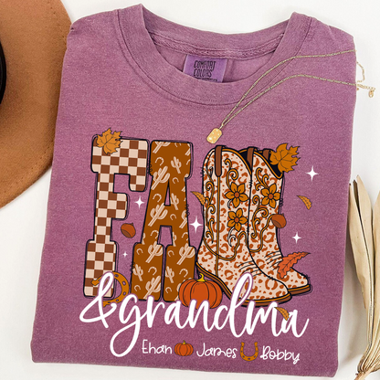 Comfort Colors® Cute Personalized Fall & Grandma Costume, Gift With Grandma And Grandchild Names