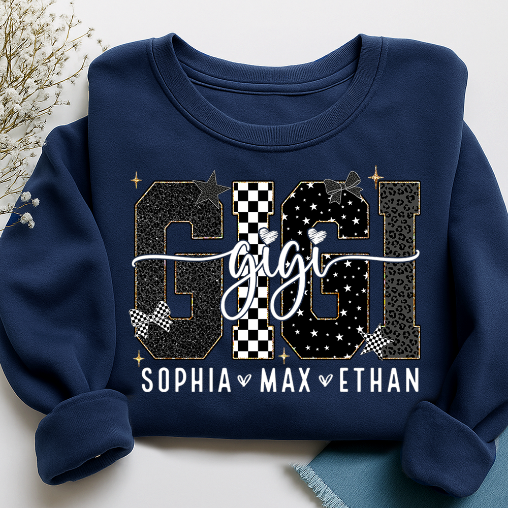Gigi Style Star Plaid Design, Custom Gifts for Grandma and Grandchild