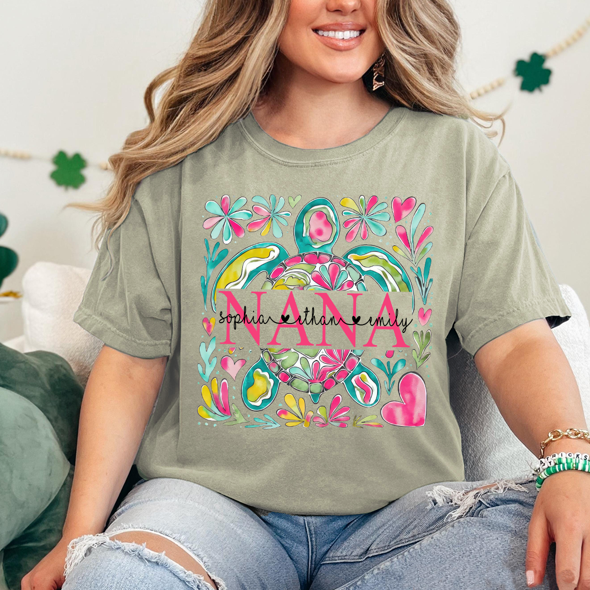 Comfort Colors® Nana Turtle Summer Flower 2025 Shirt