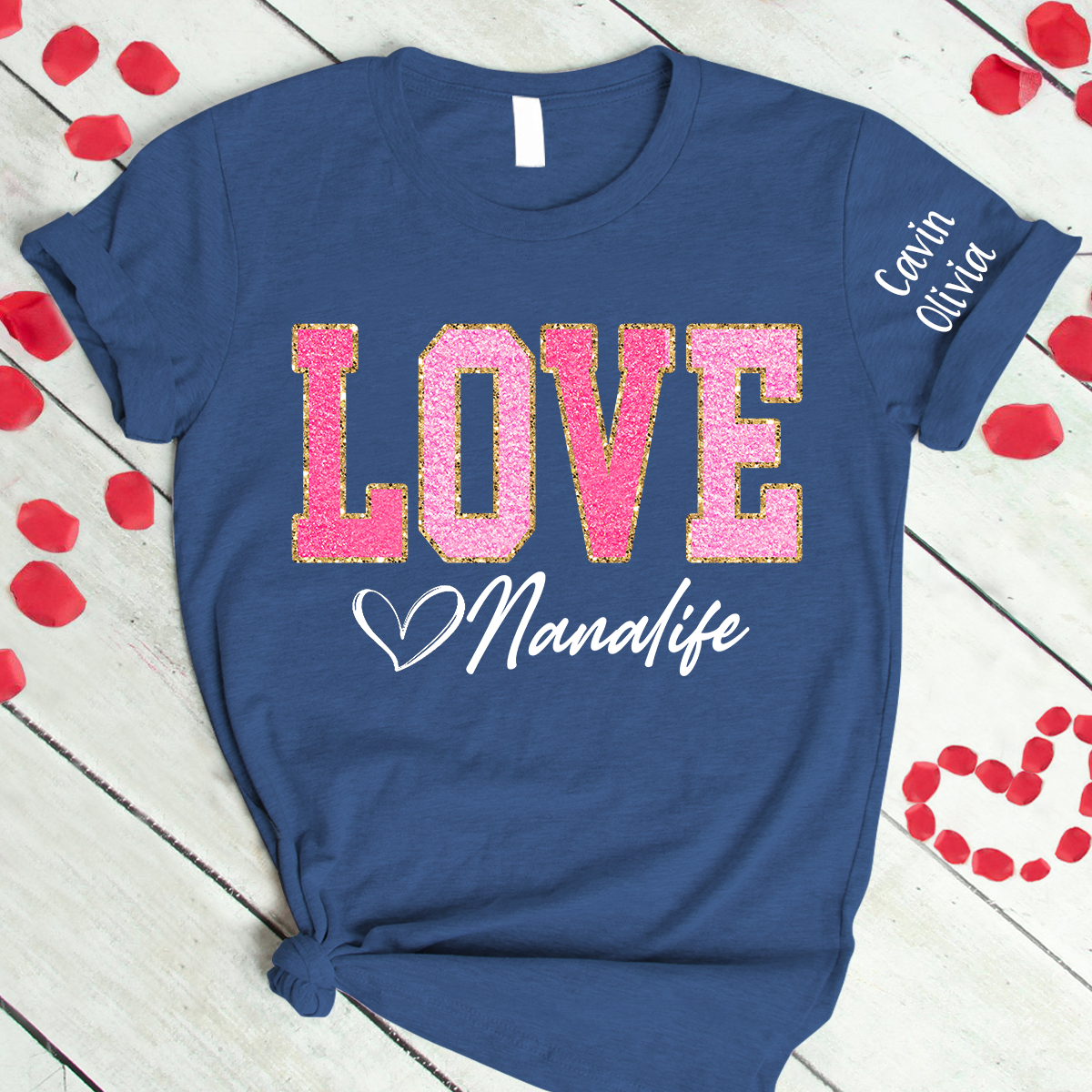 Custom Love Grandma Life Glitter Valentine T-Shirt