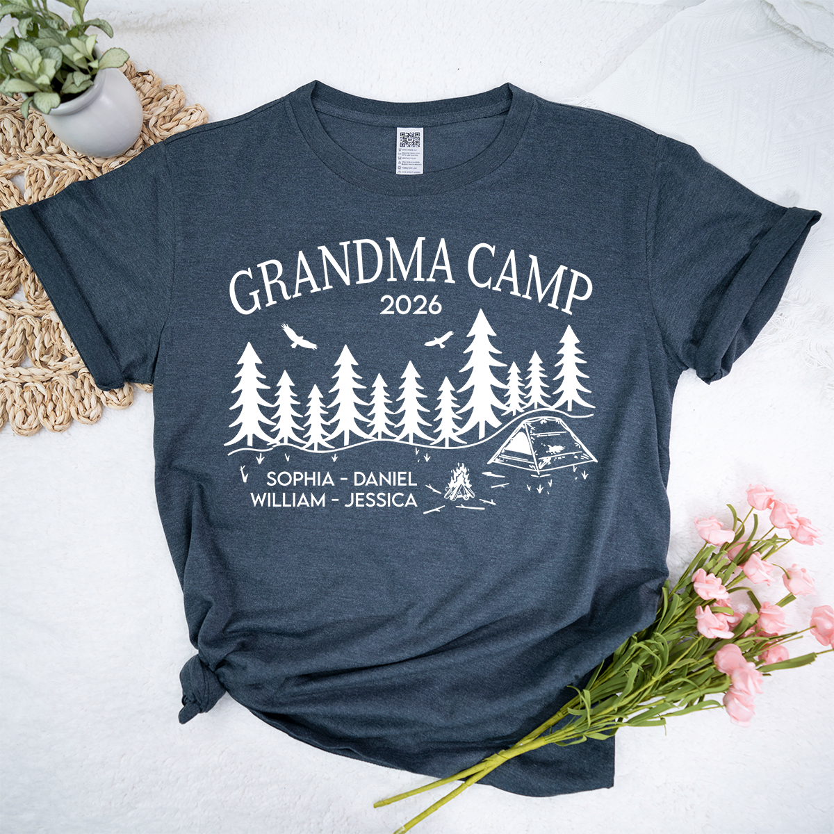 Grandma Camp Shirt 2026, Custom Grandma Camping T-Shirt with Grandchildren Names, Nature Lover Gift for Grandma