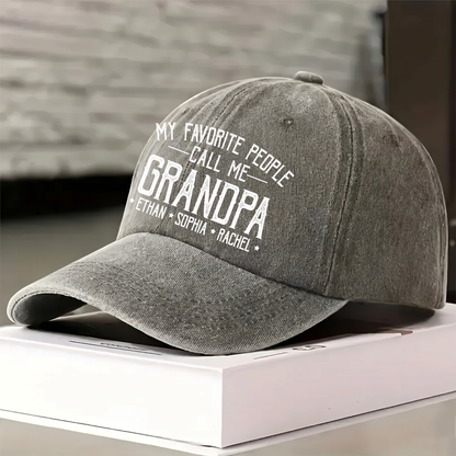 My Favorite People Call Me Love - Personalized Custom Vintage Washed Denim Cap