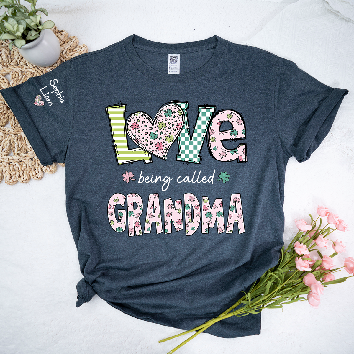 Love Being Called Grandma Shirt for Women, Custom Grandma Name Shirt, Floral Style Family T Shirt, Grandma Birthday or Holiday Gift
