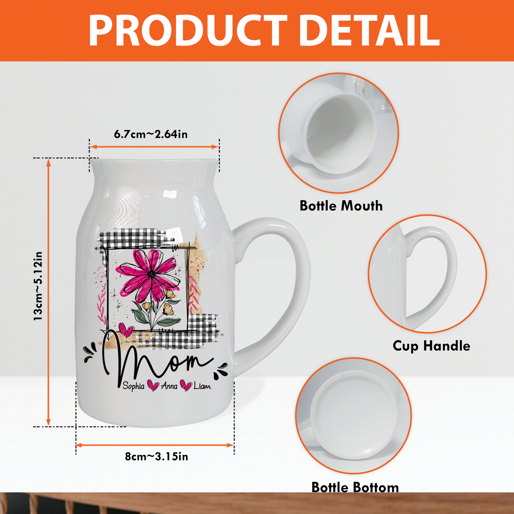Artistic Checkered Wildflowers As A Gift For Grandma And Kids - Custom Home Decoration Flower Vase According To Family Requirements - Warm Gift For Mother's Day, Ceramic Flower Vase