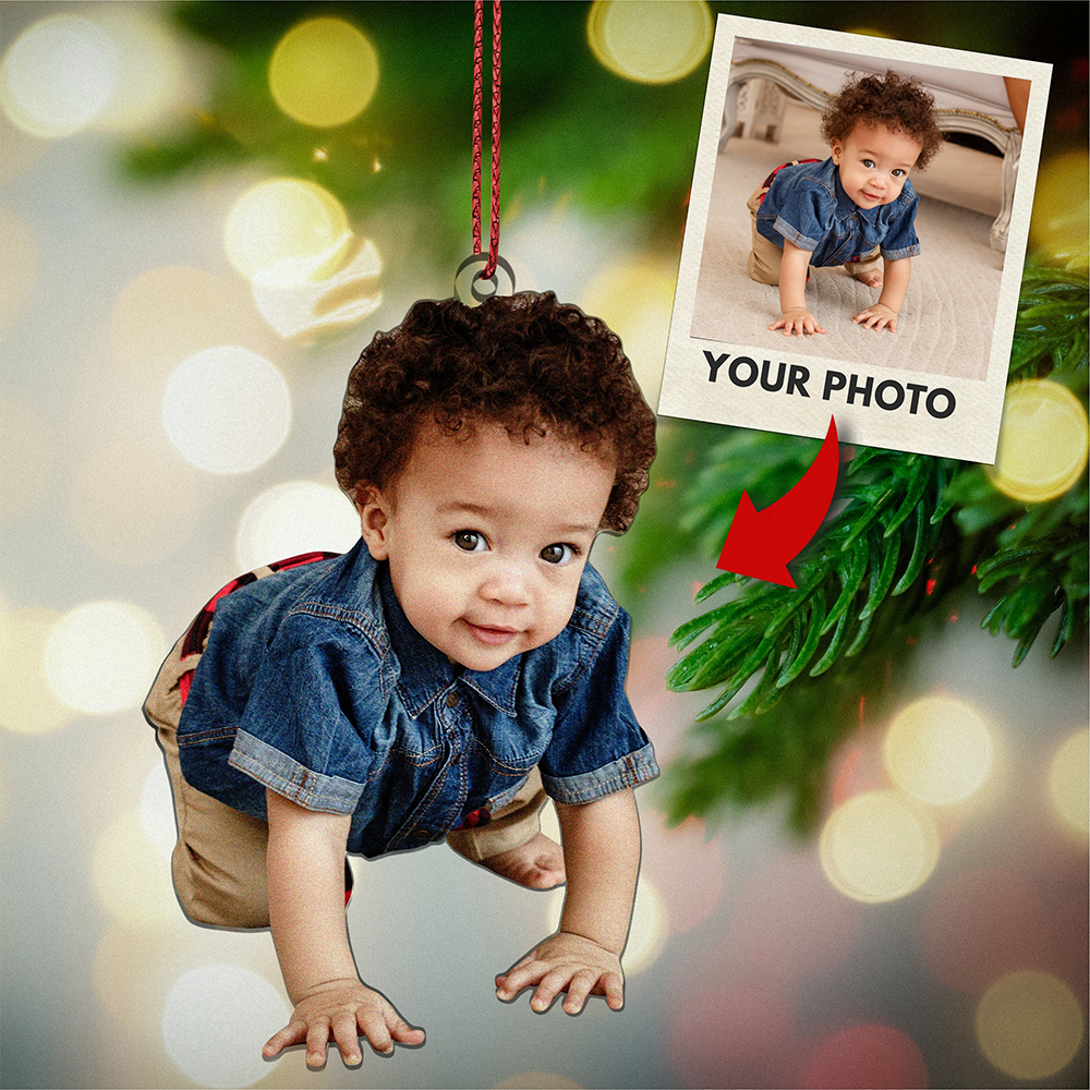 Custom Photo Christmas Ornament, Personalized Cutout Picture Acrylic Tree Decoration Keepsake