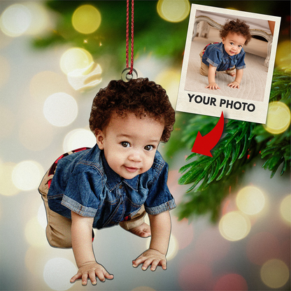 Custom Photo Christmas Ornament, Personalized Cutout Picture Acrylic Tree Decoration Keepsake