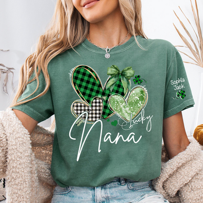 Lucky Nana Heart St Patrick’s Day T-Shirt, Gift For Grandma And Kids