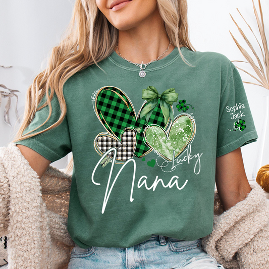 Lucky Nana Heart St Patrick’s Day T-Shirt, Gift For Grandma And Kids