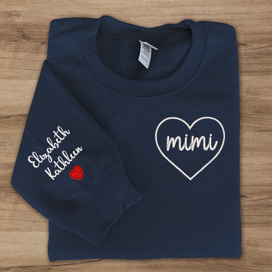 Mimi Embroidered Sweatshirt, Custom Mimi And Kids, Grandma Gift TH Sweatshirt