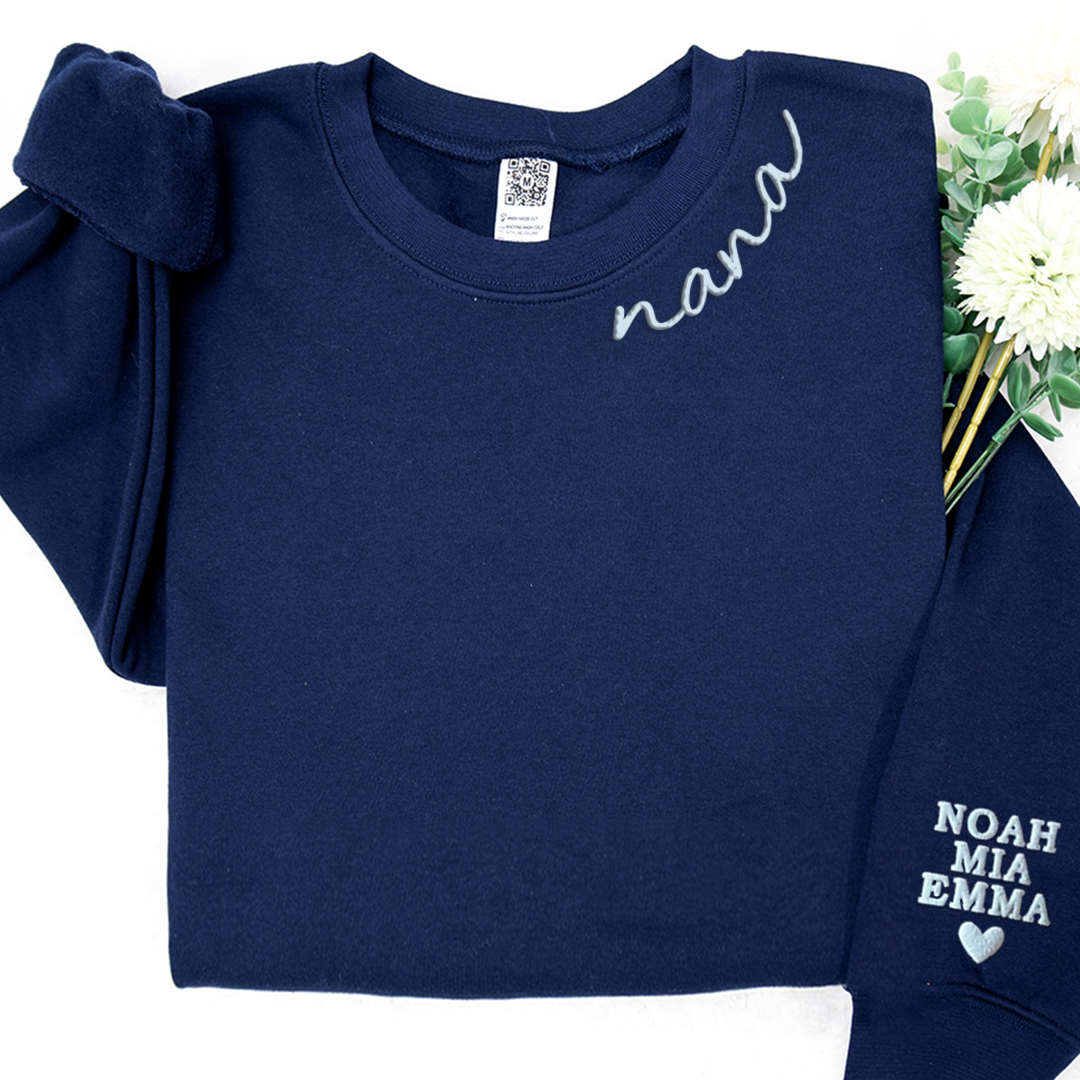 Puff Sweatshirt Nana With Kids Names On Sleeve Sweatshirt
