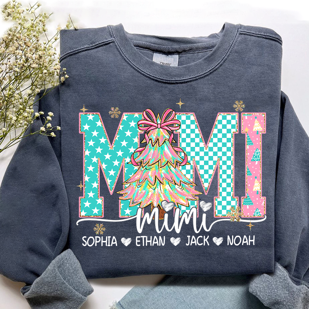 Mimi Christmas Shirt, Custom Grandma Sweatshirt with Grandkids Names