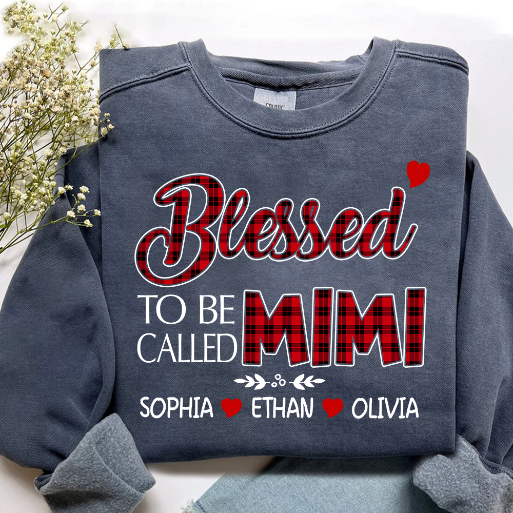 Personalized Blessed To Be Called Mimi Sweatshirt, Gifts for Grandma, Custom Grandma and Grandchild Names